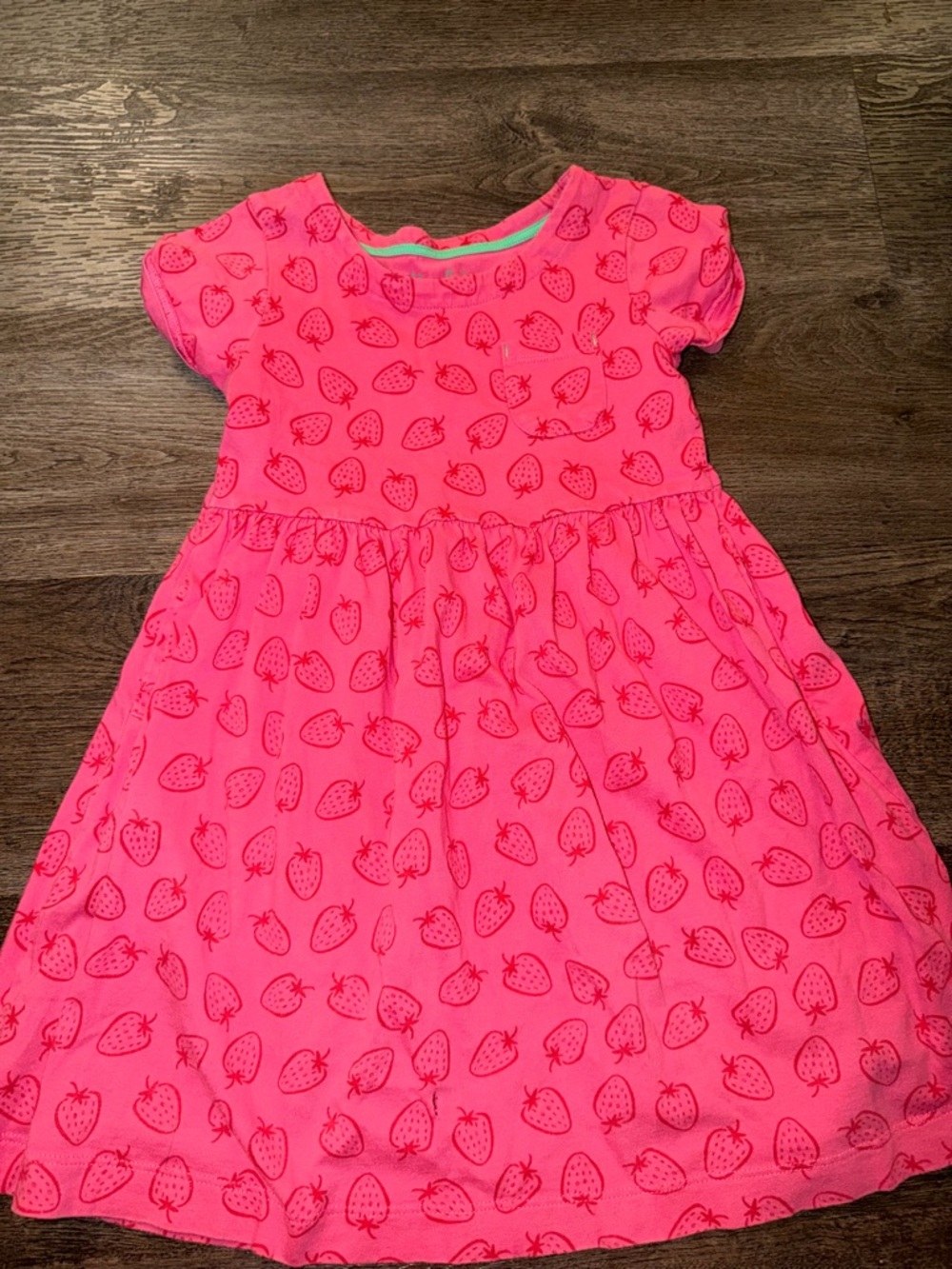 Mini Boden Pink Strawberry Dress Girls Size 6-7Y